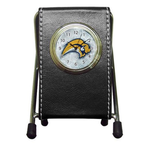 Custom Buffalo Sabres Leather Pen Holder Desk Clock (2 in 1) Free Shipping