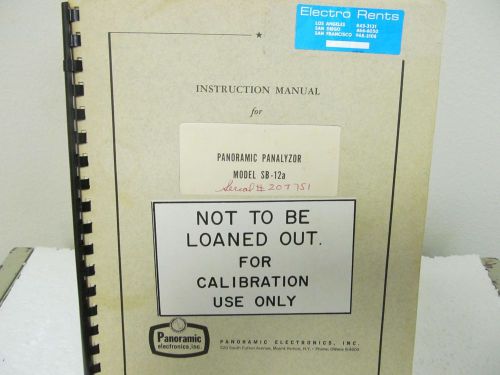 Panoramic Radio SB-12a Panoramic Panalyzor Instruction Manual --S/N 20S &amp; above