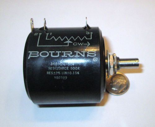 BOURNS 3400S-1-504 5 WATT 500K OHM 10-TURN PRECISION WW POTENTIOMETER REFURB.