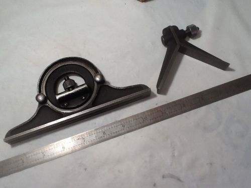 Antique Combination Square Protractor 24&#034; Ruler Whittam Fowler Walkden Machinist