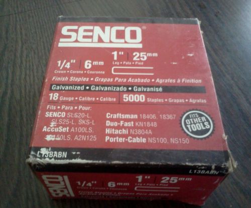 SENCO L13BABN  1&#034; 18 GUAGE GALVANIZED FINISH STAPLES 5,000 COUNT BOX 1/4&#034; CROWN