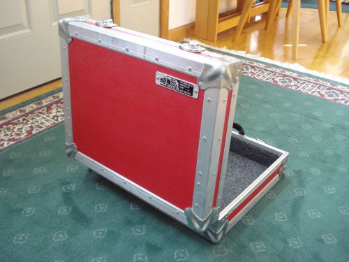 Custom Hard Shell Attache Case Aluminum Steel Corners Red Vinyl Briefcase