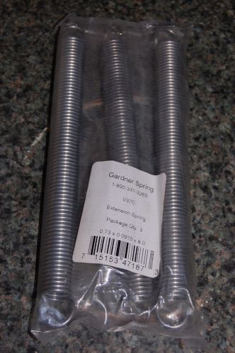 New Set 3 Gardner Spring V37C Utility Extension Springs 8&#034; Zinc Plated Hook Ends