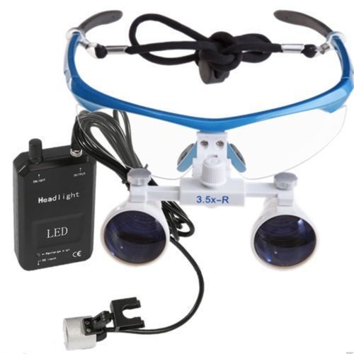 3.5X Surgical Dental Binocular Lens Loupes Optical Glasses + LED Light Lamp