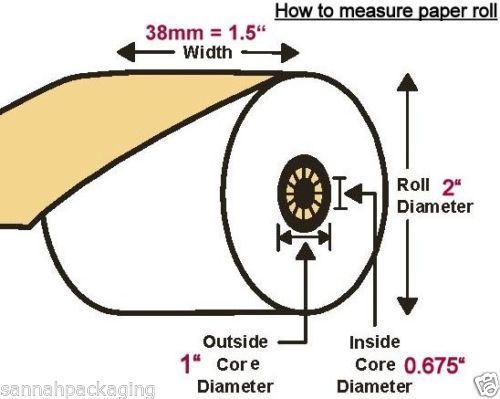 48 NCR Detail Paper Roll # 839734  1.5&#034; x 74&#039; Single Ply 2&#034; diameter Rolls