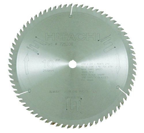 Hitachi 725206 72-Teeth Tungsten Carbide Tipped 10-Inch ATB 5/8-Inch Arbor