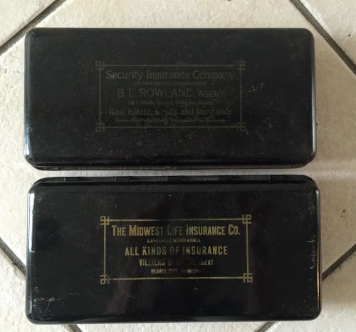 (2) vintage insurance company petty cash boxes-security &amp; midwestc.early 1900&#039;s for sale