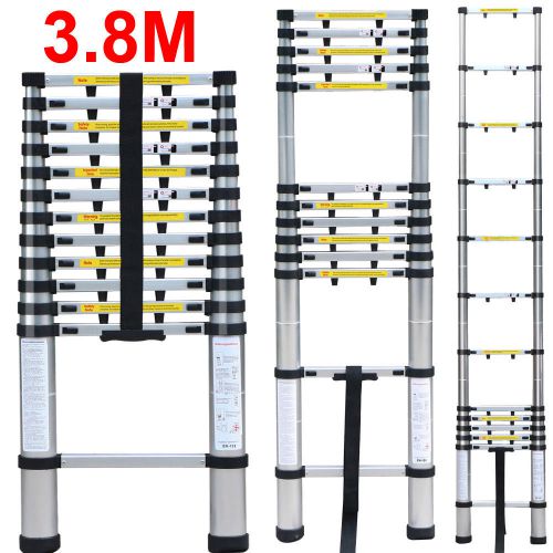 NEW BULLET 3.8m Telescopic Aluminium Ladder Alloy Extension Extendable Steps