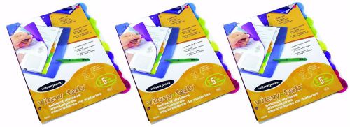 3 SETS Wilson Jones Poly View-Tab Transparent Subject Dividers, 5-Tab Set