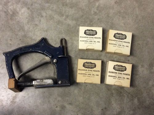 Markwell Stapler 1744700 1184884 W/ Lot Of 4 Diamond Glazier Points No. 1