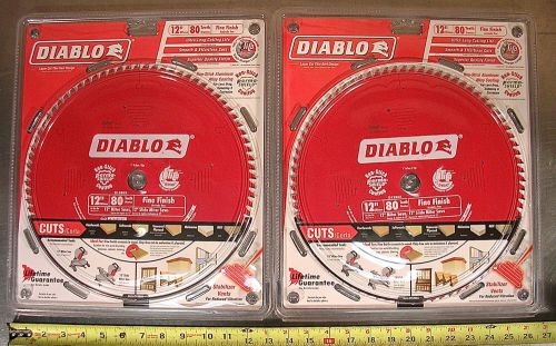 FREUD DIABLO MODEL # D1280X, 12&#034;, 80T, 1&#034; ARBOR, MITER SAW BLADE SET OF 2 - NEW