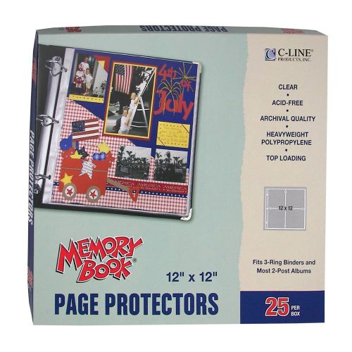 C-Line Memory Book 12 x 12 Inch Scrapbook Page Protectors Clear Poly Top Load...