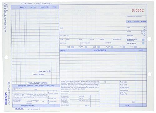 Rediform Auto Repair Polypack, Carbonless 3 Part 8.5 x 11 inches 50 Forms New