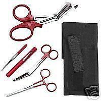 5 Piece Red Paramedic Set With Case - Diagnostic EMT Nursing EMS Emergency