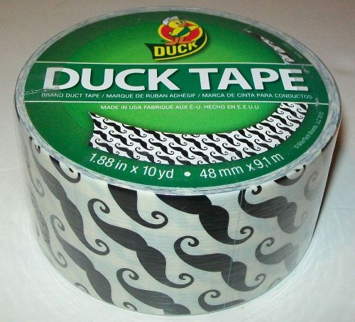 NEW DUCK BRAND DUCT TAPE MUSTACHE PRINT SINGLE ROLL 1.88&#034; x 10 yd