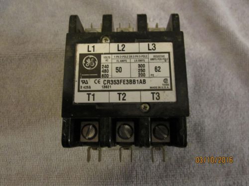 GE CR353FE3BB1AB 3 POLE 50AMP, 208-240 VOLT 50/60HZ COIL CONTACTOR (265)