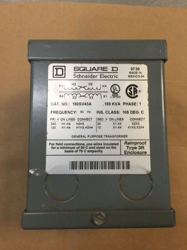 Square D Schneider Electric 150SV43A  .150 KVA Type 3R Enclosure Dry Transformer