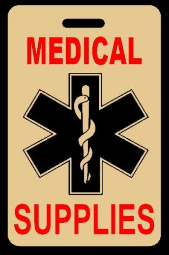 Tan medical supplies luggage/gear bag tag - free personalization - new for sale