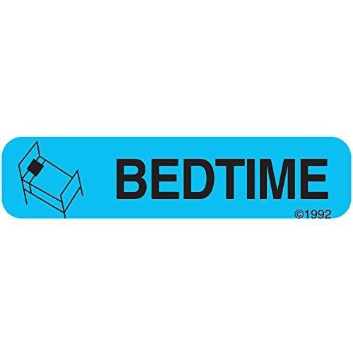 PHARMEX 1-348 Permanent Paper Label, &#034;BEDTIME&#034;, 1 9/16&#034; x 3/8&#034;, Blue (500 per