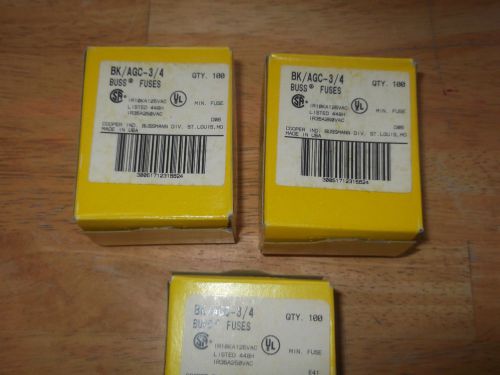 AGC-3/4  BOX OF 100  NEW BUSSMANN  1/4X1 1/4