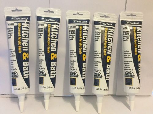 Red Devil White Kitchen Bath Siliconized Acrylic Caulk Set 5 Pcs 5.5.fl Each