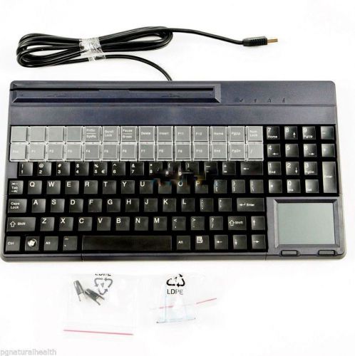 NEW Cherry POS Retail USB Keyboard w Magnetic Card Reader Swipe G86-62411EUAGSA