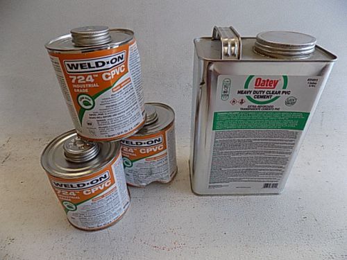 1 Gallon Oatey Heavy Duty Clear PVC Cement &amp; 3 Weld On 724 CPVC Cement 1 Qt