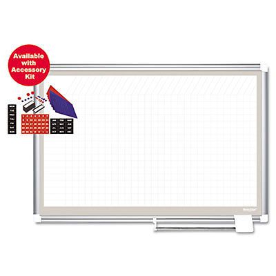 All Purpose Porcelain Dry Erase Planning Board, 1x2 Grid, 48x36, Aluminum Frame