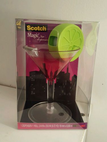 NEW Scotch Magic Tape Dispenser w/Tape Cosmopolitan Martini Lime Cocktail Glass