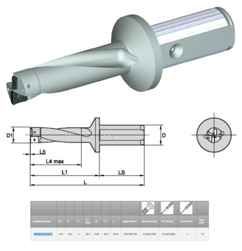 WIDIA DIA 13 TCD130R3SN16M D=13 (0.5118&#034;) ; R; 3XD; 13X16X29X100 THROUGH COOLANT