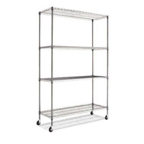 Wire Shelving Unit Caster 48W x 18D x 72H Black Anthracite garage storage neat