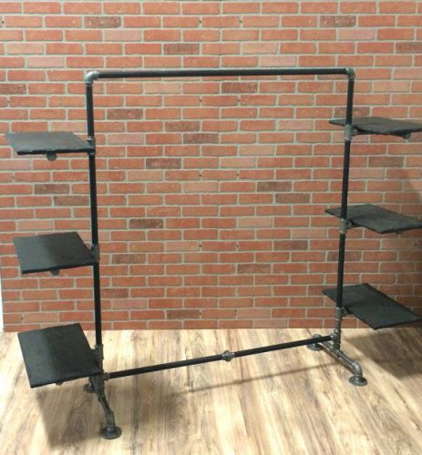 Clothing Rack Industrial Pipe Clothing Rack with Wood Shelving Garment Rack