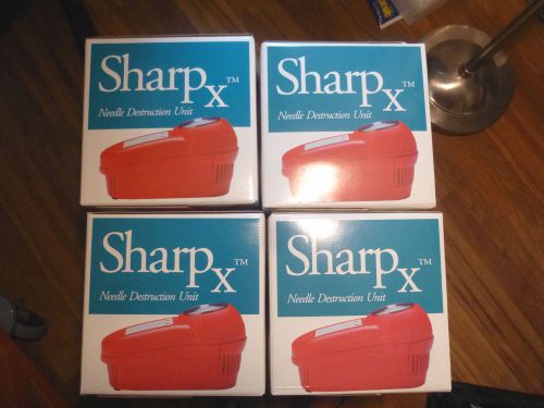 Sharpx needle destruction unit portable bio medical disposal lot of 4 units new for sale