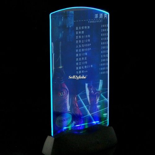 Acrylic Flashing Led Light Table Menu Restaurant Card Display Holder Stand  G8