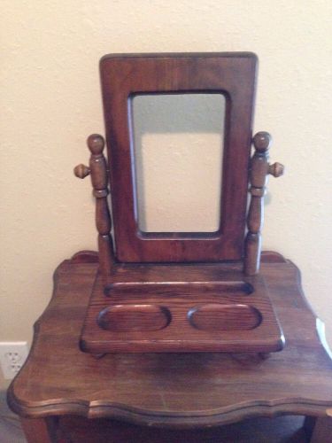 VINTAGE Antique WOODEN MENS VALET DRESSER TOP ORGANIZER  JEWELRY BOX