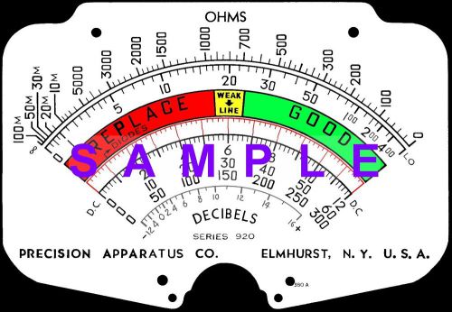 PRECISION 920 TUBE TESTER METER FACE