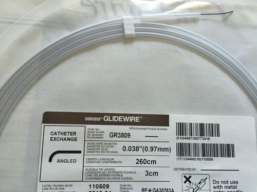 Lot of 5. TERUMO # GR3809 Glidewire 0.038in. x 260cm Angled