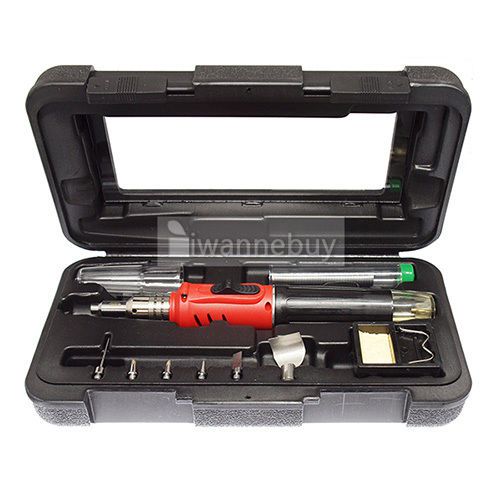 Hs-1115k 10in1 professional butane gas soldering iron set 26ml welding kit torch for sale