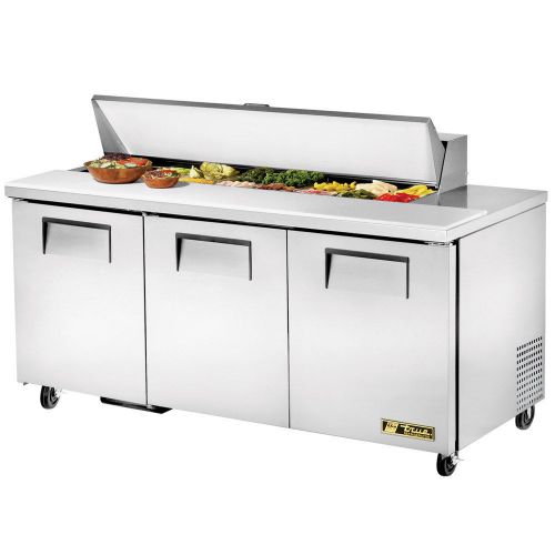 True TSSU-72-16 72&#034; Three Door Sandwich / Salad Prep Refrigerator - Sixteen Pans