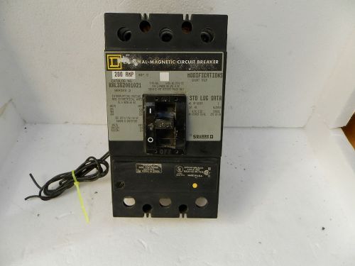 SQUARE D KAL36200 1021 3 POLE 200 AMP 600V CIRCUIT BREAKER W/ SHUNT TRIP. (T)