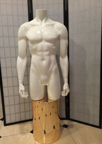 Fiberglass Headless White Glossy Male Mannequin Torso Dress Form Clothes Display