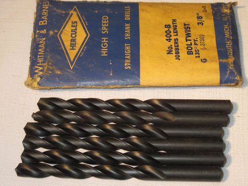 Whitman &amp; Barnes Drill Bits 3/8 Jobbers Length Total of 6 New