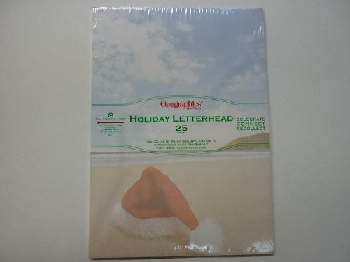 Geographics Holiday Letterhead GeoPaper Santa Hat Beach 49514 Xmas paper