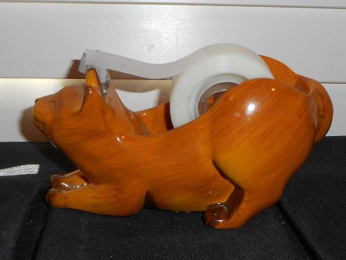 Cat Tape Dispenser Figi Graphics 2001 Happy Orange Cat Ceramic