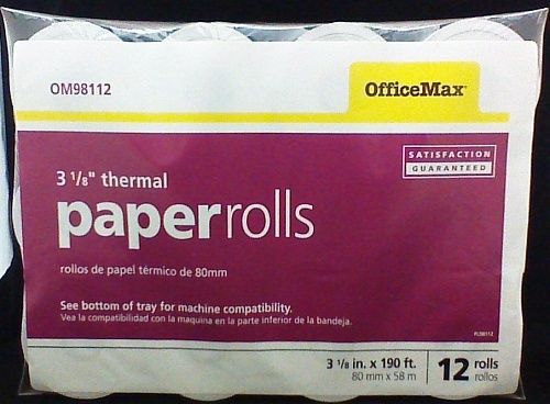 OfficeMax Thermal register roll 12 pk - OM98112