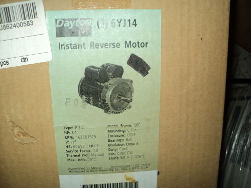 DAYTON 6YJ14 MOTOR  3/4 HP ,115V , 1625 RPM , 56C FR , C-FACE , INSTANT REVERSE