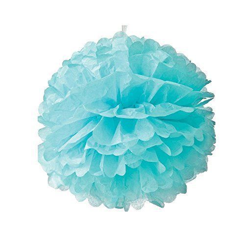 Elife 10pcs 6 Paper Pom flower Robins egg blue color