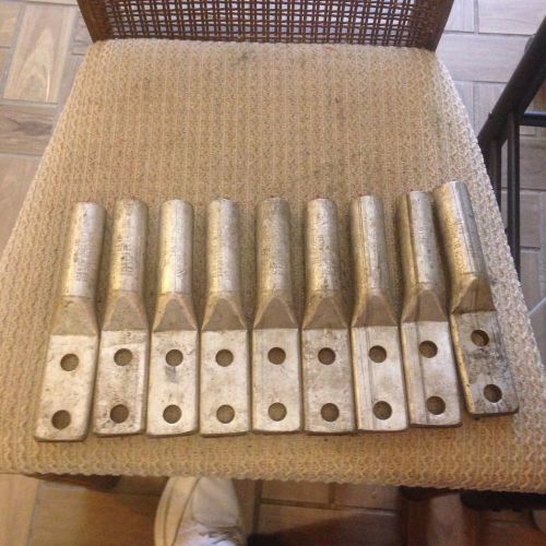 Lot of 9 new blackburn 300-350 mcm aluminum 2 hole crimp lugs - nema spacing for sale