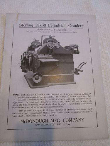 McDonough Mfg Co, Eau Claire, Wis Sterling Grinders Catalog Metal Working D