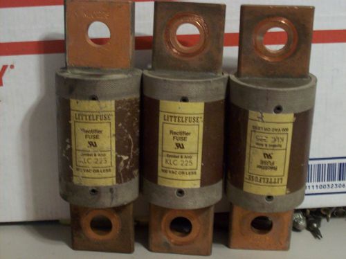 3- LITTELFUSE KLC-225  600VAC RECTIFIER FUSES